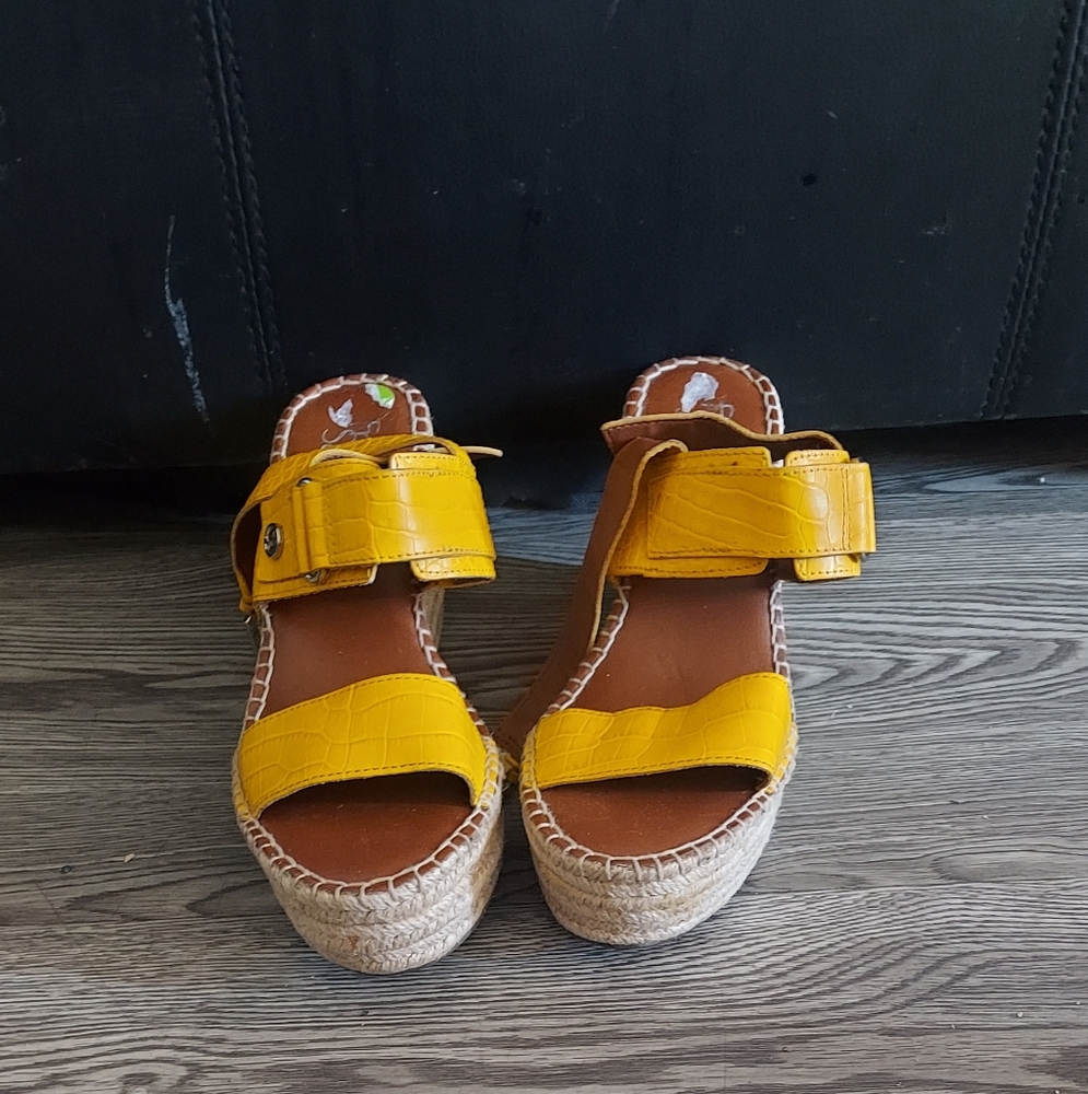 Franco Sarto Yellow Wedge Sandals